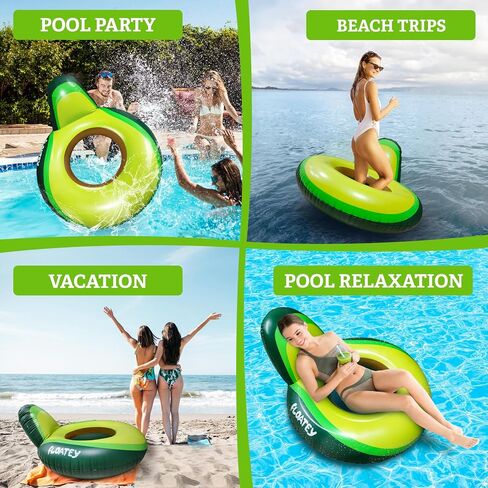 Avocado Pool Float - XtraLarge 37 Inches, Pool Floats Adult | Avocado Inflatable Float with Backrest | River Tubes for Floating | Pool Floaties for Adults | Floaty for Adult in Saudi Arabia