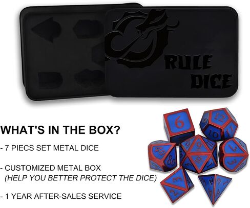 RULE DICE Metal DND Dice Set, D&D Dice Set for Dungeons and Dragons - D and D Dice Set 7pcs for Role Playing Dice, Polyhedral D & D Dice (Orange) in Saudi Arabia