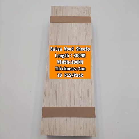 10 Pack Balsa wood Sheets 4 x 12 x 1/24 Inch 1mm Thin Wood Sheets Unfinished Balsa Wood Sheets for Crafts Architectural Models Laser Cutting Wood Burning and Drawing (1/24inch=1mm thickness) in Saudi Arabia