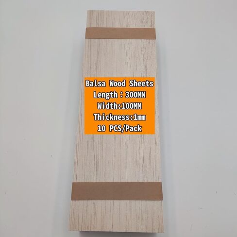 10 Pack Balsa wood Sheets 4 x 12 x 1/24 Inch 1mm Thin Wood Sheets Unfinished Balsa Wood Sheets for Crafts Architectural Models Laser Cutting Wood Burning and Drawing (1/24inch=1mm thickness) in Saudi Arabia