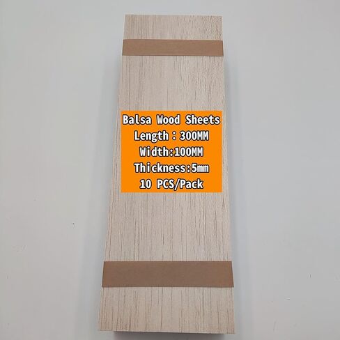10 Pack Balsa wood Sheets 4 x 12 x 1/24 Inch 1mm Thin Wood Sheets Unfinished Balsa Wood Sheets for Crafts Architectural Models Laser Cutting Wood Burning and Drawing (1/24inch=1mm thickness) in Saudi Arabia