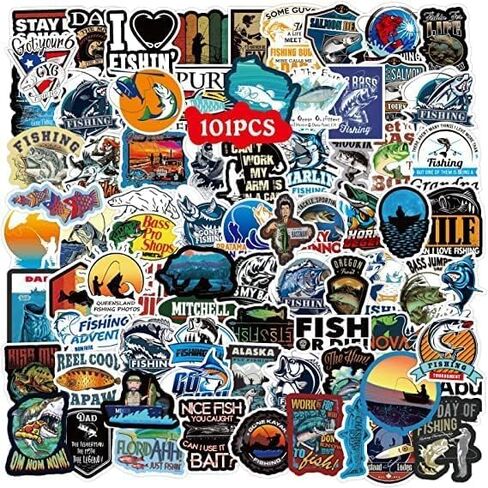 ملصقات Go Fishing 101 قطعة للمغامرة في الهواء الطلق مقاومة للماء من الفينيل ملصقات لصيد الأسماك لزجاجات قوارب الكاياك والدراجات النارية والدراجات الهوائية والأمتعة Guita Water، أزرق in Saudi Arabia