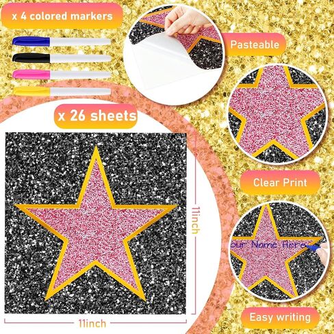 Chivao Movie Star Stickers Star Red Carpet Stickers Personalize Movie Theme Party Decorations with Markers Paint Pens for DIY Home Bar Office Decor(60 Pack) in Saudi Arabia