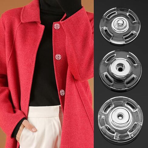 20 Sets Clear Sew-on Snap Buttons Press Studs Buttons Invisible Snap Buttons Fasteners for Dress Coat Sewing Clothing 21mm in Saudi Arabia