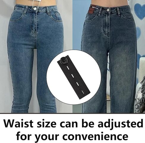 pson 12PCS Elastic Button Extenders, 3.35 Inch Waistband Expanders with 4 Buttonholes for Jeans, Dress, Trousers, Pants (Black) in Saudi Arabia