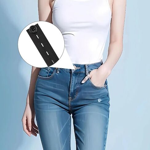 pson 12PCS Elastic Button Extenders, 3.35 Inch Waistband Expanders with 4 Buttonholes for Jeans, Dress, Trousers, Pants (Black) in Saudi Arabia