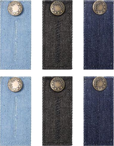 pson 12PCS Elastic Button Extenders, 3.35 Inch Waistband Expanders with 4 Buttonholes for Jeans, Dress, Trousers, Pants (Black) in Saudi Arabia
