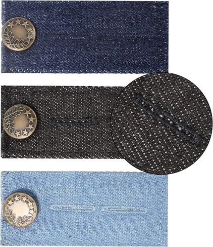 pson 12PCS Elastic Button Extenders, 3.35 Inch Waistband Expanders with 4 Buttonholes for Jeans, Dress, Trousers, Pants (Black) in Saudi Arabia