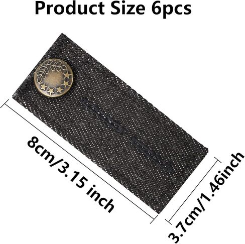 pson 12PCS Elastic Button Extenders, 3.35 Inch Waistband Expanders with 4 Buttonholes for Jeans, Dress, Trousers, Pants (Black) in Saudi Arabia