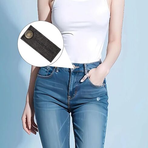 pson 12PCS Elastic Button Extenders, 3.35 Inch Waistband Expanders with 4 Buttonholes for Jeans, Dress, Trousers, Pants (Black) in Saudi Arabia