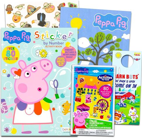 Peppa Pig Sticker by Number Book Set - Peppa Pig Activity Sticker Book Bundle with Peppa Pig Sticker Mosaic Book, Coloring Pages, Stickers, More | Peppa Pig Activity Book for Kids in Saudi Arabia