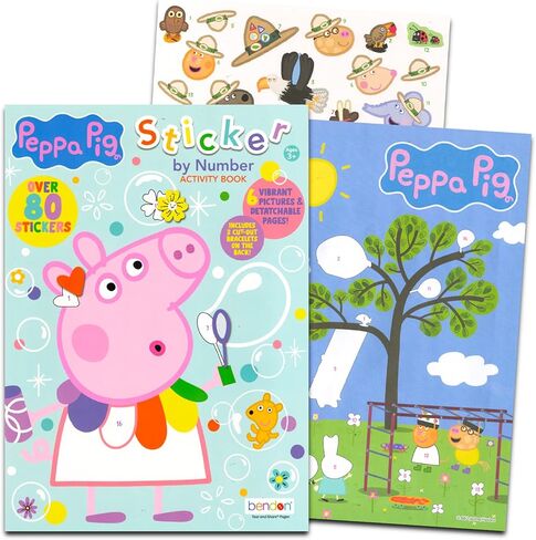 Peppa Pig Sticker by Number Book Set - Peppa Pig Activity Sticker Book Bundle with Peppa Pig Sticker Mosaic Book, Coloring Pages, Stickers, More | Peppa Pig Activity Book for Kids in Saudi Arabia