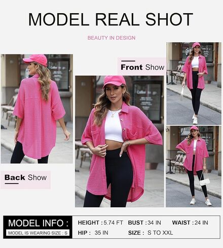 Dokotoo Womens Waffle Knit Tops Casual 3/4 Bell Sleeve Button Down Shirts Lapel V Neck Dressy Blouses with Pocket in Saudi Arabia
