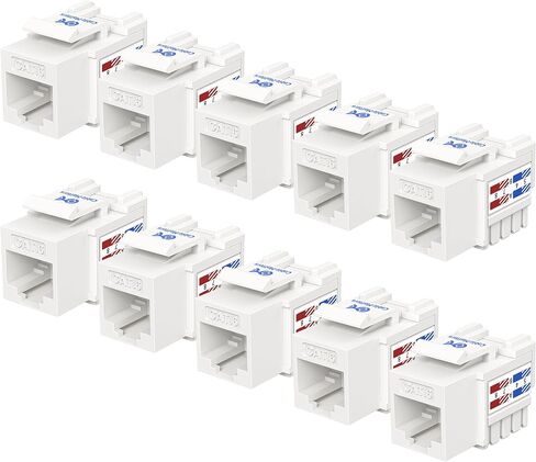 Cable Matters [UL Listed] 10-Pack 10Gbps Cat6 Keystone Jacks, White in Kuwait
