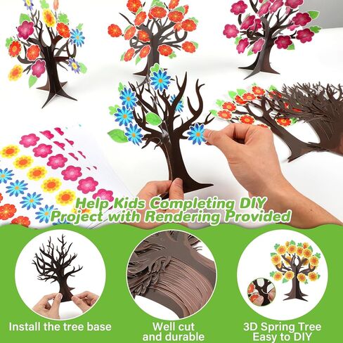 Qyeahkj 30 Pack Sunday School Tree DIY Craft Kit for Kids Flower 3D Art Project Paper Ornament Make Your Hanging Art Crafts Fun Activities Stickers Game for Classroom Home Preschool Party Favor Decor in Saudi Arabia