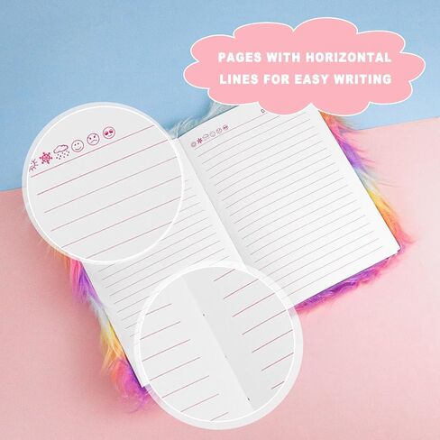 Cute Notepad Cartoon Notebook, Plush Diary with Lock and Keys Journals for Study Notes Fun Writing Drawing Scratch Pads Kawaii School Supplies for Girls Boys Kids and Teacher 160 Pages (Pink Cat) in Saudi Arabia