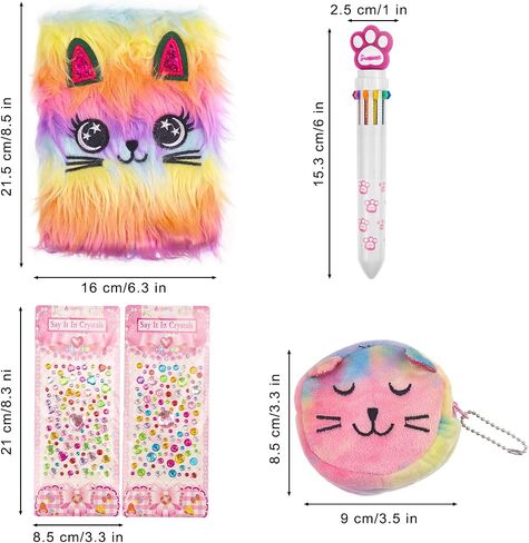 Cute Notepad Cartoon Notebook, Plush Diary with Lock and Keys Journals for Study Notes Fun Writing Drawing Scratch Pads Kawaii School Supplies for Girls Boys Kids and Teacher 160 Pages (Pink Cat) in Saudi Arabia