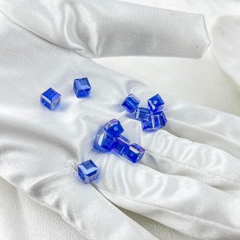 200Pcs 4MM Glass Cube Crystal Beads - Square Faceted with Hole Spacer for Bracelets, Necklace & Earring Making Supplies (15-Peacock Blue AB) in Saudi Arabia
