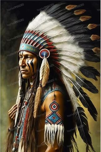 RMSGOZO 5D Native American Diamond Painting Kits - Indians Full Round Diamond Crystal Art Craft Kits for Adults, for Wall Decor & Living Room Decor Gifts (12 X 16 Inch) in Saudi Arabia
