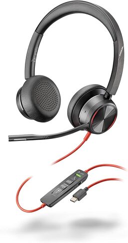 Plantronics Poly - Blackwire 8225 Wired Headset with Boom Mic Dual-Ear (Stereo) Computer Headset - USB-C to Connect to Your PC/Mac - Active Noise Canceling - Works with Teams, Zoom & More in Kuwait