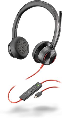 Plantronics Poly - Blackwire 8225 Wired Headset with Boom Mic Dual-Ear (Stereo) Computer Headset - USB-C to Connect to Your PC/Mac - Active Noise Canceling - Works with Teams, Zoom & More in Kuwait