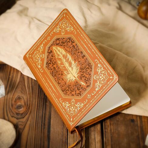 مجلة جلدية عتيقة للرجال 200 صفحة بحافة ذهبية بغلاف مقوى دفاتر يومية A5 مجلات جامعية للكتابة، 5.7 بوصة × 8.3 بوصة، أسود in Kuwait