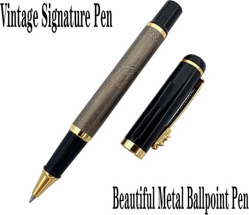 Metal Rollerball Pen Brass Ballpoint Pen Business Signature Pen Fluent Writing Pen with Two 0.5mm Replacement Black Refills Gift Pen Premium Gift Box (Silver) in Saudi Arabia