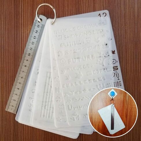 12 Pack Journal Planner Stencils, Reusable Bullet Stencils Set for A5 Notebook & Most Journals, Includes Letter Stencil, Number Stencils, Drawing Stencils, Icons, Charts, Shapes & More Templates for B in Kuwait