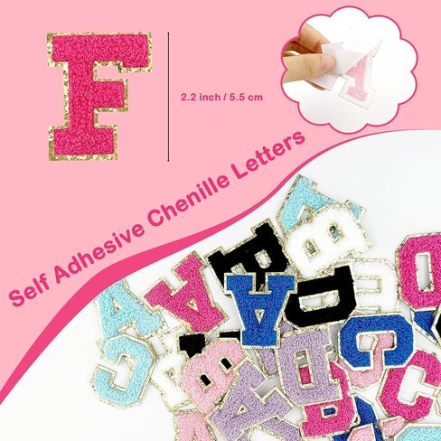 7 Pcs Self Adhesive Chenille Letter Patches 2.2 inch Varsity Stick On Patches Alphabet Embroidered Applique for Clothes Jackets Backpack Hat DIY Phone Case Bags (I) in Saudi Arabia