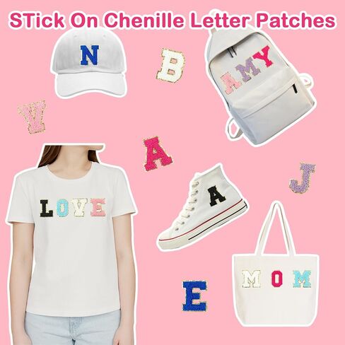 7 Pcs Self Adhesive Chenille Letter Patches 2.2 inch Varsity Stick On Patches Alphabet Embroidered Applique for Clothes Jackets Backpack Hat DIY Phone Case Bags (I) in Saudi Arabia