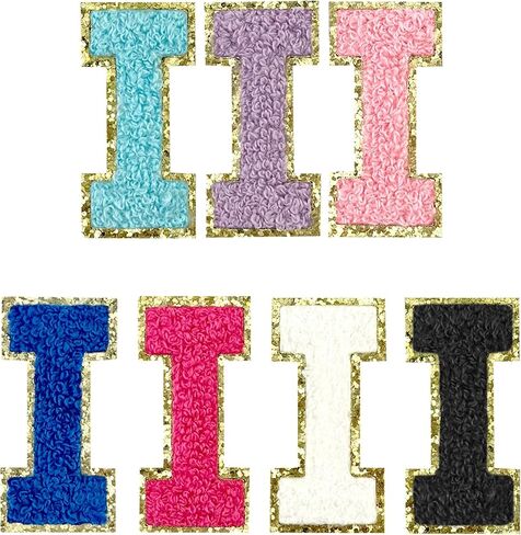 7 Pcs Self Adhesive Chenille Letter Patches 2.2 inch Varsity Stick On Patches Alphabet Embroidered Applique for Clothes Jackets Backpack Hat DIY Phone Case Bags (I) in Saudi Arabia