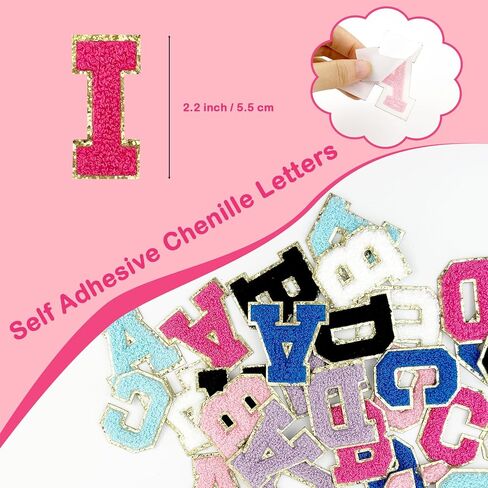7 Pcs Self Adhesive Chenille Letter Patches 2.2 inch Varsity Stick On Patches Alphabet Embroidered Applique for Clothes Jackets Backpack Hat DIY Phone Case Bags (I) in Saudi Arabia