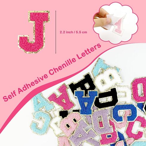 7 Pcs Self Adhesive Chenille Letter Patches 2.2 inch Varsity Stick On Patches Alphabet Embroidered Applique for Clothes Jackets Backpack Hat DIY Phone Case Bags (I) in Saudi Arabia