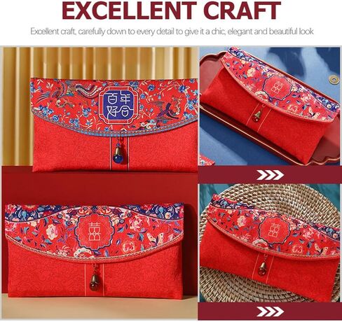Festival Wedding Envelope Supplies Holder Fabric Card Graduation Money Favor Wrap Accessory Embroidery Cash Shower Hong Bao Silk Year Pockets Bags Party for Spring in Saudi Arabia
