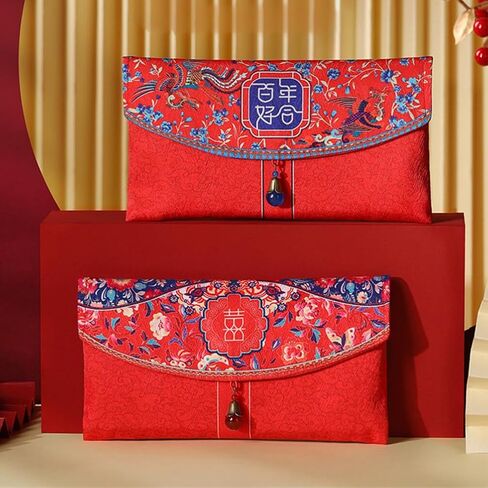 Festival Wedding Envelope Supplies Holder Fabric Card Graduation Money Favor Wrap Accessory Embroidery Cash Shower Hong Bao Silk Year Pockets Bags Party for Spring in Saudi Arabia
