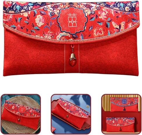Festival Wedding Envelope Supplies Holder Fabric Card Graduation Money Favor Wrap Accessory Embroidery Cash Shower Hong Bao Silk Year Pockets Bags Party for Spring in Saudi Arabia
