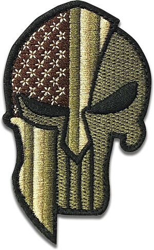 Spartan Patch - Spartan USA Flag Patch - Black-White - Skull Patch - Hook and Loop Patch - Embroidered Patch - Patch for Backpacks, Caps, Jackets, Vests - Hiking Backpack Patch - Backpack Accessories in Saudi Arabia