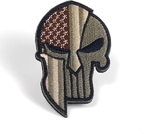 Spartan Patch - Spartan USA Flag Patch - Black-White - Skull Patch - Hook and Loop Patch - Embroidered Patch - Patch for Backpacks, Caps, Jackets, Vests - Hiking Backpack Patch - Backpack Accessories in Saudi Arabia