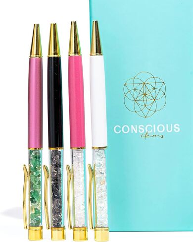 Conscious Items - Crystal Pen Set - The Self-Cleansing Crystal Pens - Super Set - Fancy Pens for Women - Gemstone Pen - Cute Pen - Unique Pens - Decorative Pens in Saudi Arabia