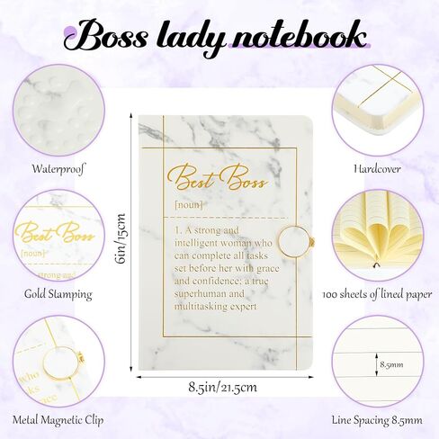 4 Pcs Boss Lady Appreciation Gift for Women Marble Hardcover Notebook 3 Motivational Ballpoint Pens for Women Christmas Appreciation Gifts in Saudi Arabia