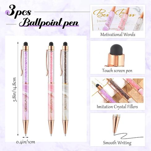 4 Pcs Boss Lady Appreciation Gift for Women Marble Hardcover Notebook 3 Motivational Ballpoint Pens for Women Christmas Appreciation Gifts in Saudi Arabia