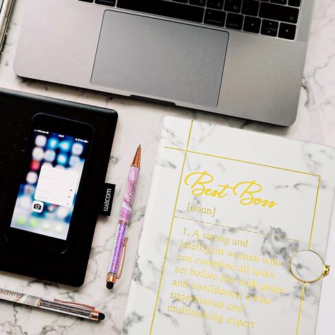 4 Pcs Boss Lady Appreciation Gift for Women Marble Hardcover Notebook 3 Motivational Ballpoint Pens for Women Christmas Appreciation Gifts in Saudi Arabia