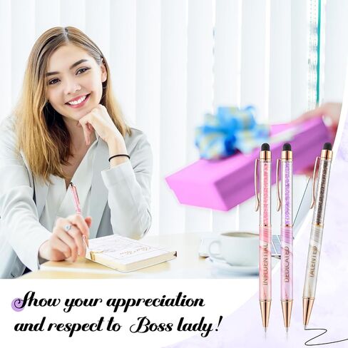 4 Pcs Boss Lady Appreciation Gift for Women Marble Hardcover Notebook 3 Motivational Ballpoint Pens for Women Christmas Appreciation Gifts in Saudi Arabia