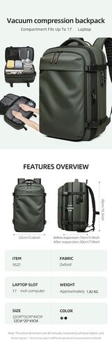 Men Travel Backpack vacuum compression Laptop Backpack Large Capacity Backpack 17 inch Extended Hiking Business backpack (black) in Saudi Arabia