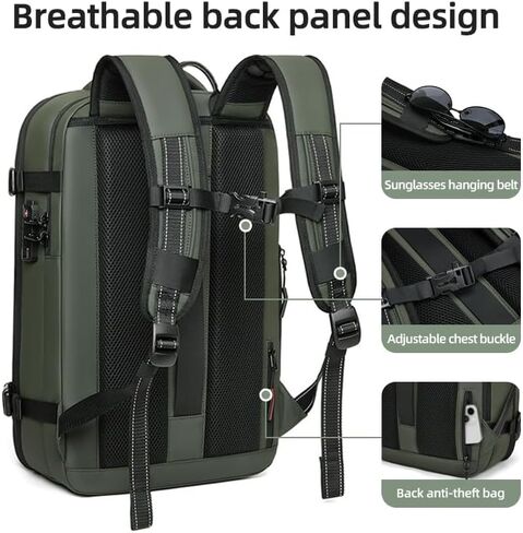 Men Travel Backpack vacuum compression Laptop Backpack Large Capacity Backpack 17 inch Extended Hiking Business backpack (black) in Saudi Arabia