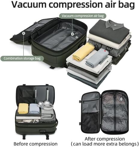 Men Travel Backpack vacuum compression Laptop Backpack Large Capacity Backpack 17 inch Extended Hiking Business backpack (black) in Saudi Arabia