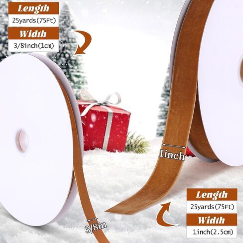 4 Pcs Red Velvet Ribbon 1 Inch 3/8 Inch 100 Yards Vintage Christmas Velvet Ribbon Gift Wrapping Bow Making for Christmas Tree Wreath Decoration(Red) in Saudi Arabia