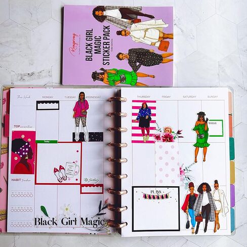 حزمة ملصقات Rongrong Black Girl Magic Planner مكونة من 3 ملصقات للمخططين والتقويمات والمجلات - ملكات رائعة مرسومة يدويًا بجودة ممتازة - ملحقات سجل القصاصات - 8 أوراق in Kuwait