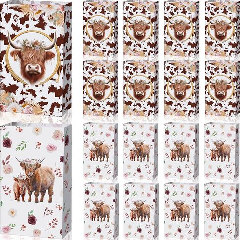 Tenceur 50 قطعة من حقائب هدايا بقرة المرتفعات الورقية من هدايا بقرة المرتفعات هدايا بقرة المرتفعات، حقيبة الحلوى الجيدة لتزيين بقرة المرتفعات، مستلزمات حفلات رعاة البقر وحيوانات الماشية in Kuwait
