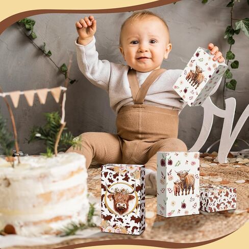 Tenceur 50 قطعة من حقائب هدايا بقرة المرتفعات الورقية من هدايا بقرة المرتفعات هدايا بقرة المرتفعات، حقيبة الحلوى الجيدة لتزيين بقرة المرتفعات، مستلزمات حفلات رعاة البقر وحيوانات الماشية in Kuwait